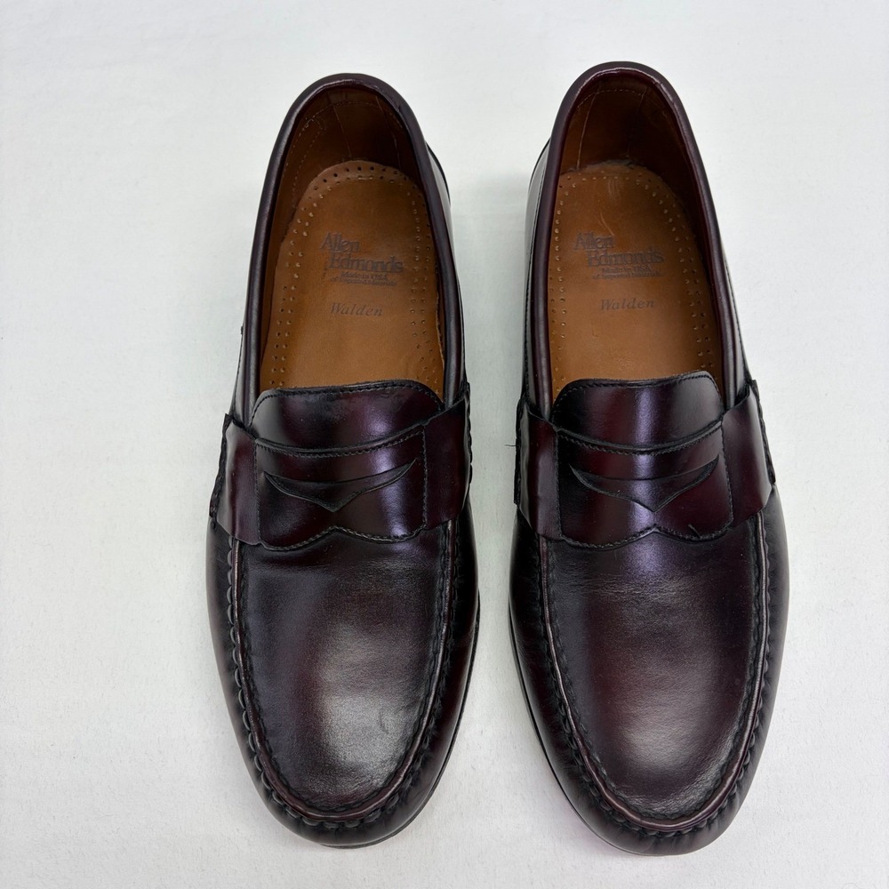 Allen Edmonds Walden Penny Loafers Mens 9 E Burgundy Leather Slip On Dress Shoes